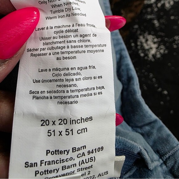 Pottery Barn Soft Washed Denim 20x20 Accent Throw Pillow Cover Worn Look - Picture 6 of 11